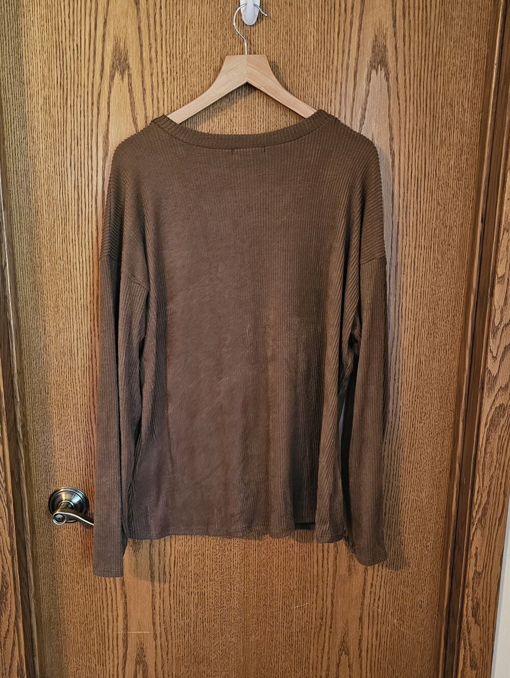 Gilli Brown Ribbed Button-Front Top - Picture 2 of 3